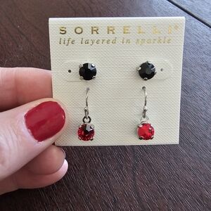 SORRELL Game Day Red post back and slip thru earrings (2 pair)  palladium